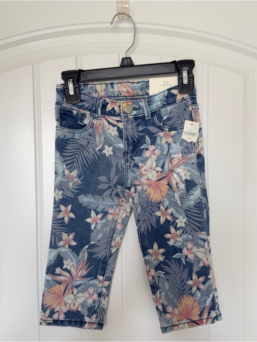 Baby Gap Girls Size 4 Tropical Stretch Straight Crop Jeans